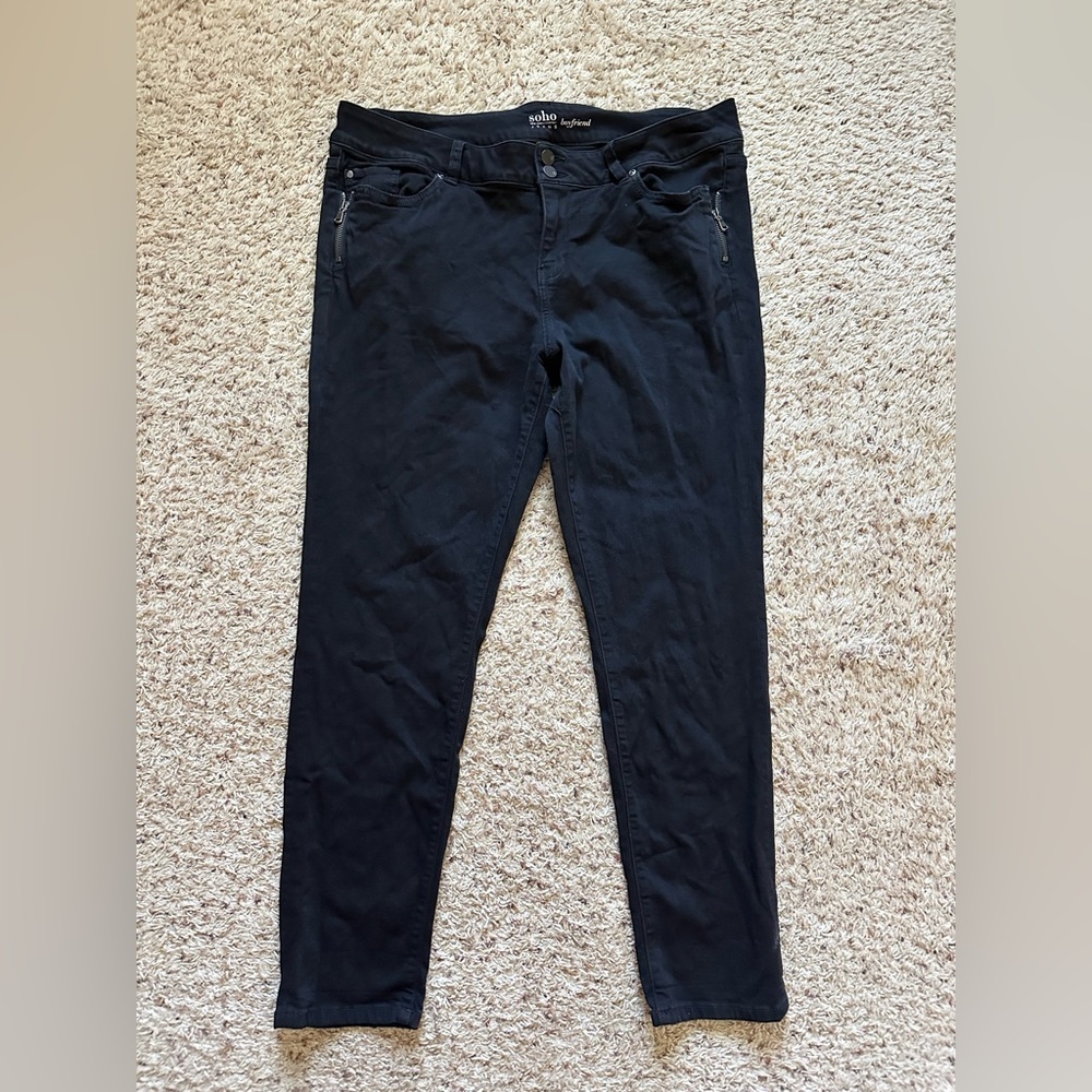 New York and Company Womens Jeans Black Soho Boyfriend Size 18